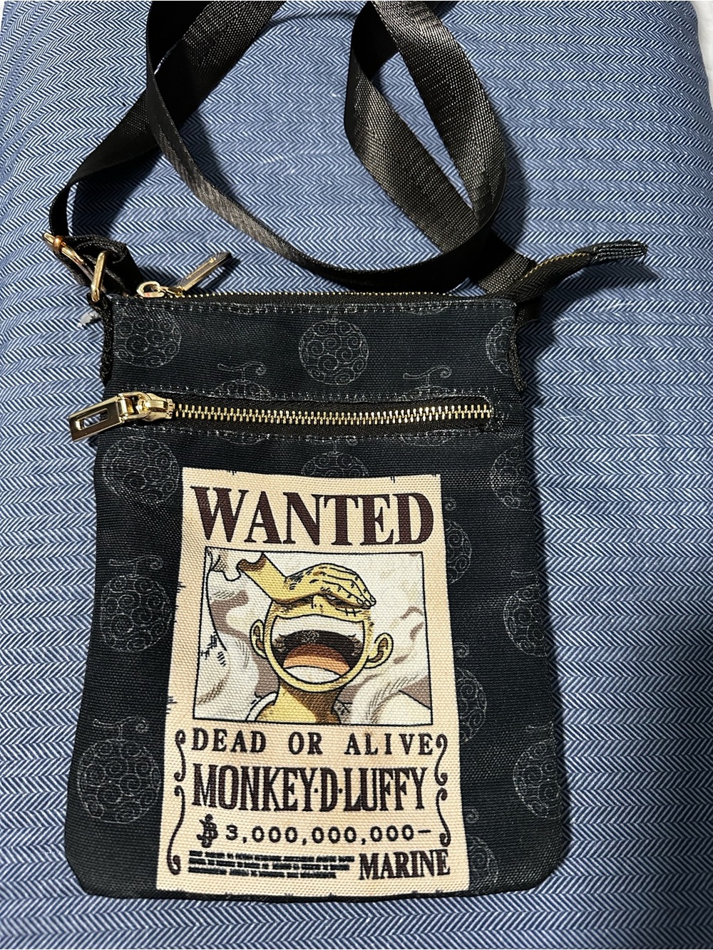 Black Graphic 'Wanted' Crossbody Belt Bag